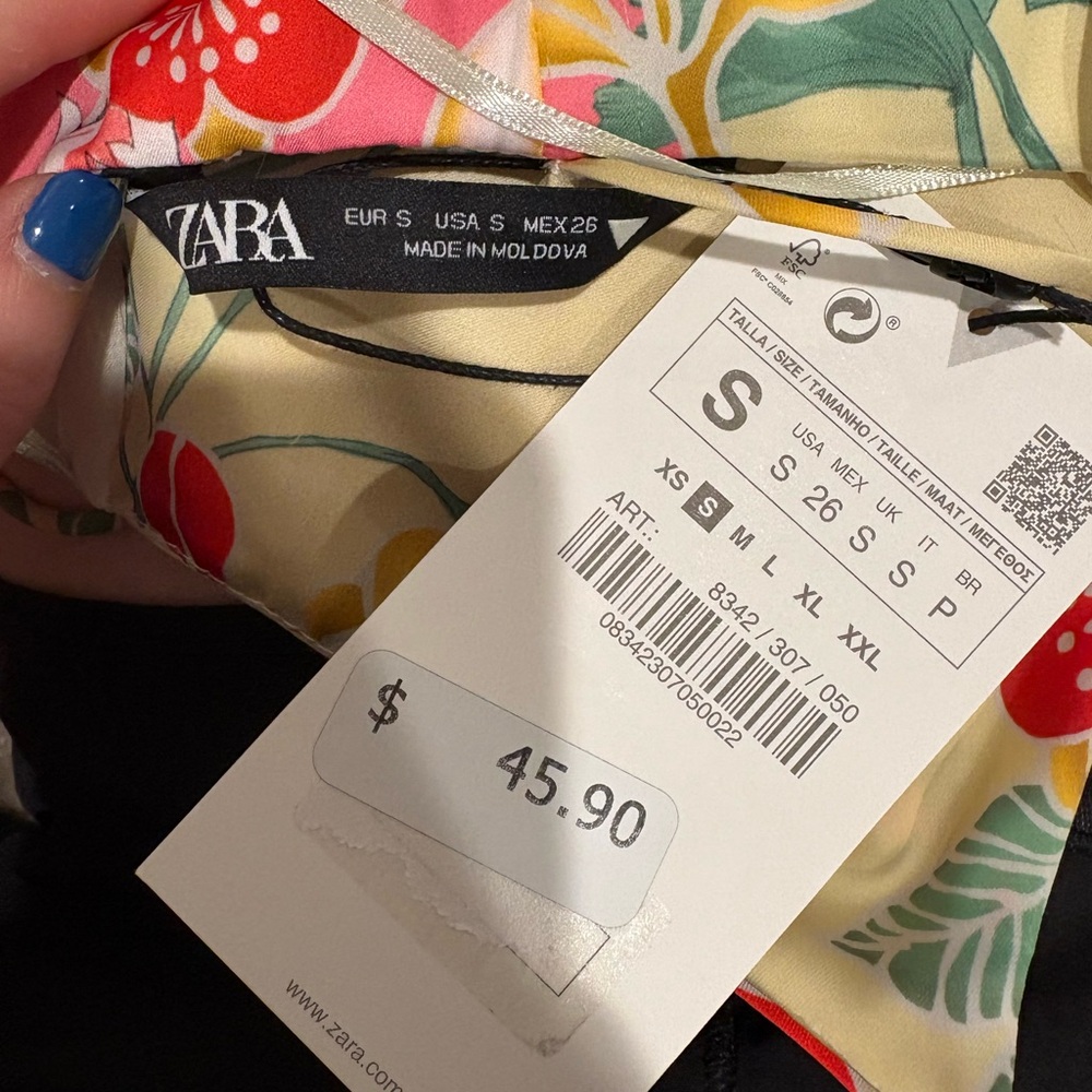NWT Zara Printed Silk Patterned Slip Dress - Picture 3 of 5